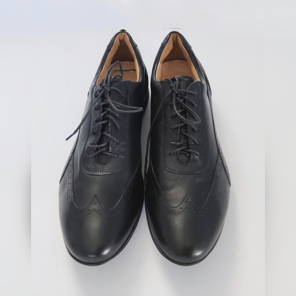 NWOT. Paul Fredrick Men's Black Italian Made Leather Shoes. 9M.